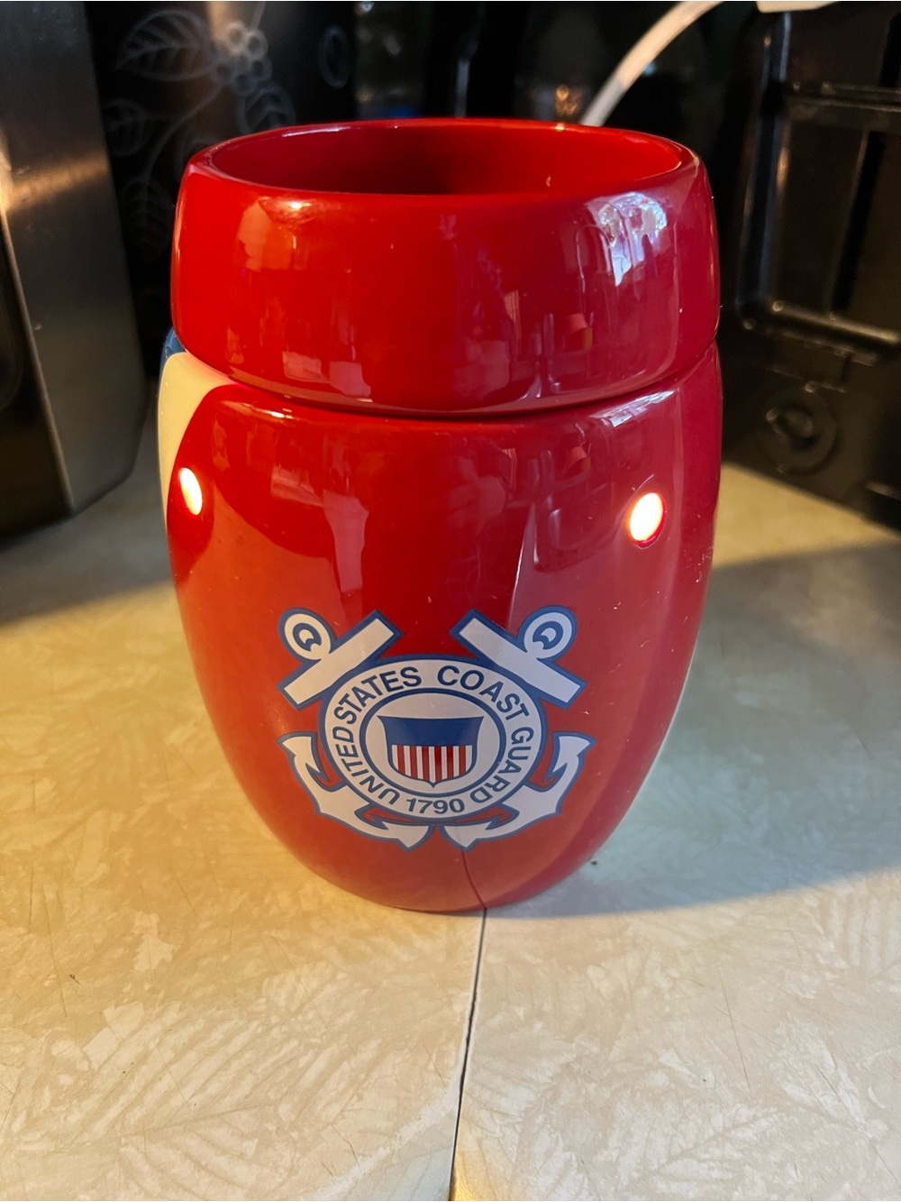 Red Ceramic Warmer Mug US coast guard Scentsy